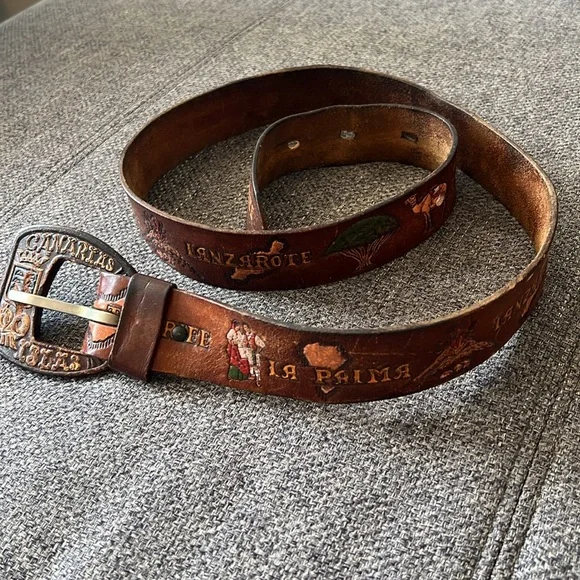 Vintage Canary Islands Leather Belt - Picture 8 of 10